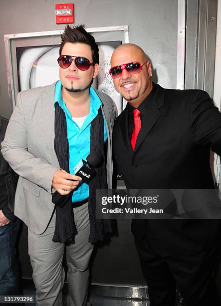 Pico and DJ Laz arrive at rapper Pitbull's 30th birthday celebration at Club Play on January 15, 2011 in Miami Beach, Florida.