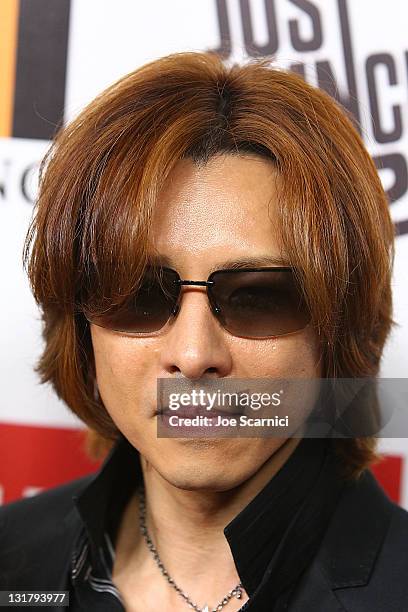 Yoshiki arrives at Ultimate Ears By Logitech Presents The EMI Grammys After Party at Milk Studios on February 13, 2011 in Hollywood, California.