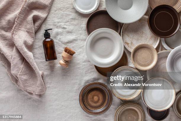 eco-friendly dish washing concept - dishwashing liquid stock pictures, royalty-free photos & images