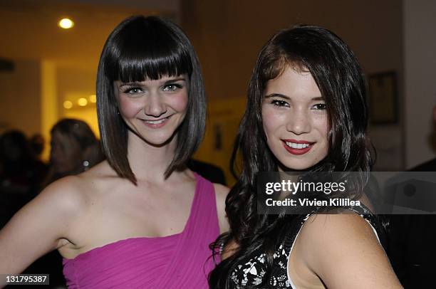 Actresses Alexandra Ella and Katelyn Pippy attend Final Draft's Annual Award Event Honoring Aaron Sorkin at The Paley Center for Media on October 14,...