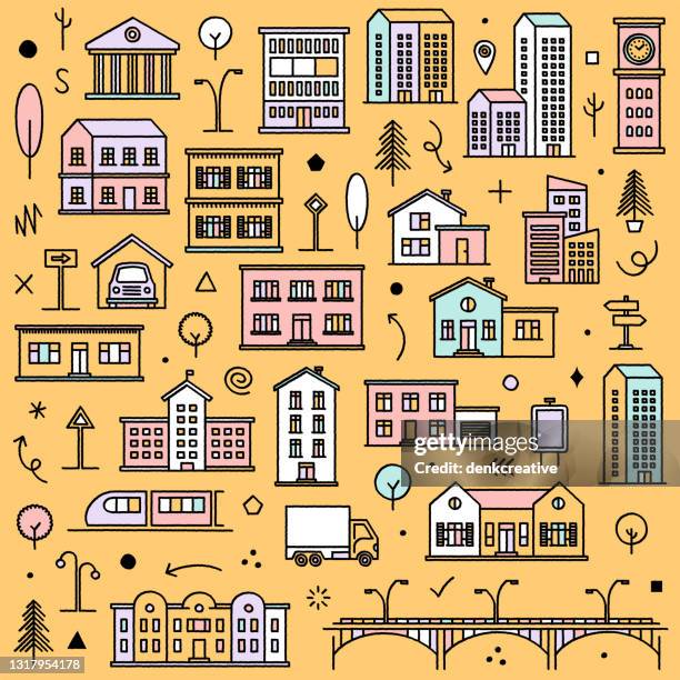 smart city plan seamless pattern illustration - city sensors stock illustrations