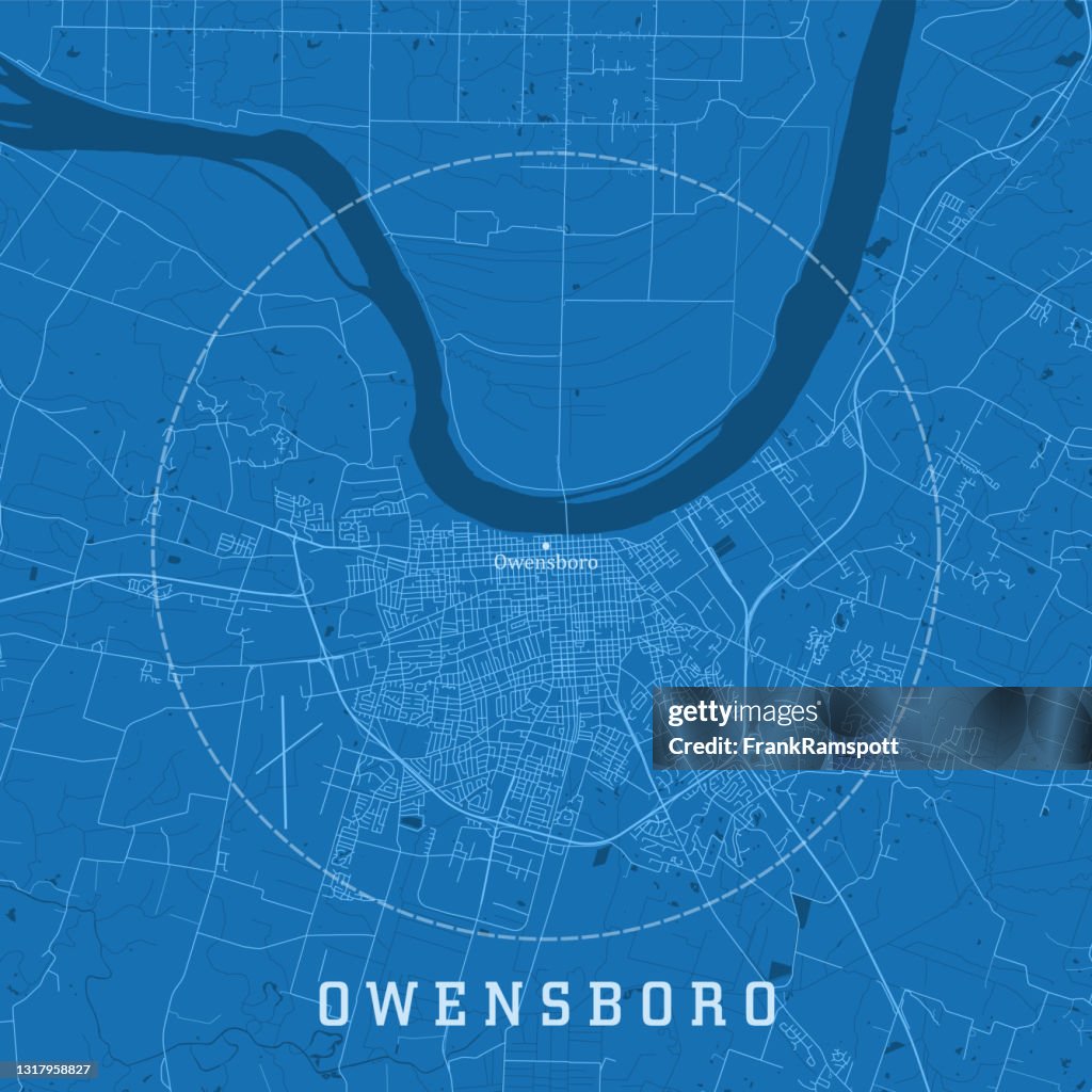 Owensboro KY City Vector Road Map Blue Text