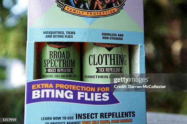 Sawyer Insect and Tick repellent is shown June 14, 2001 in Boston, MA. Sawyer Tick repellent claims to help prevent Lyme Disease caused by the bite...