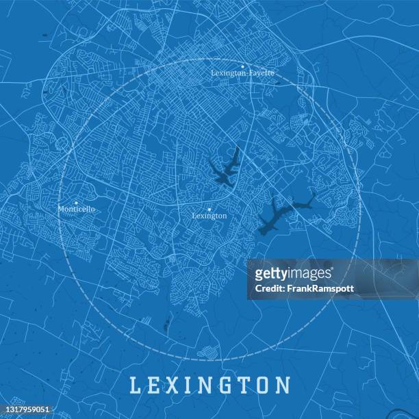 lexington ky city vektor straßenkarte blauer text - lexington   kentucky stock-grafiken, -clipart, -cartoons und -symbole