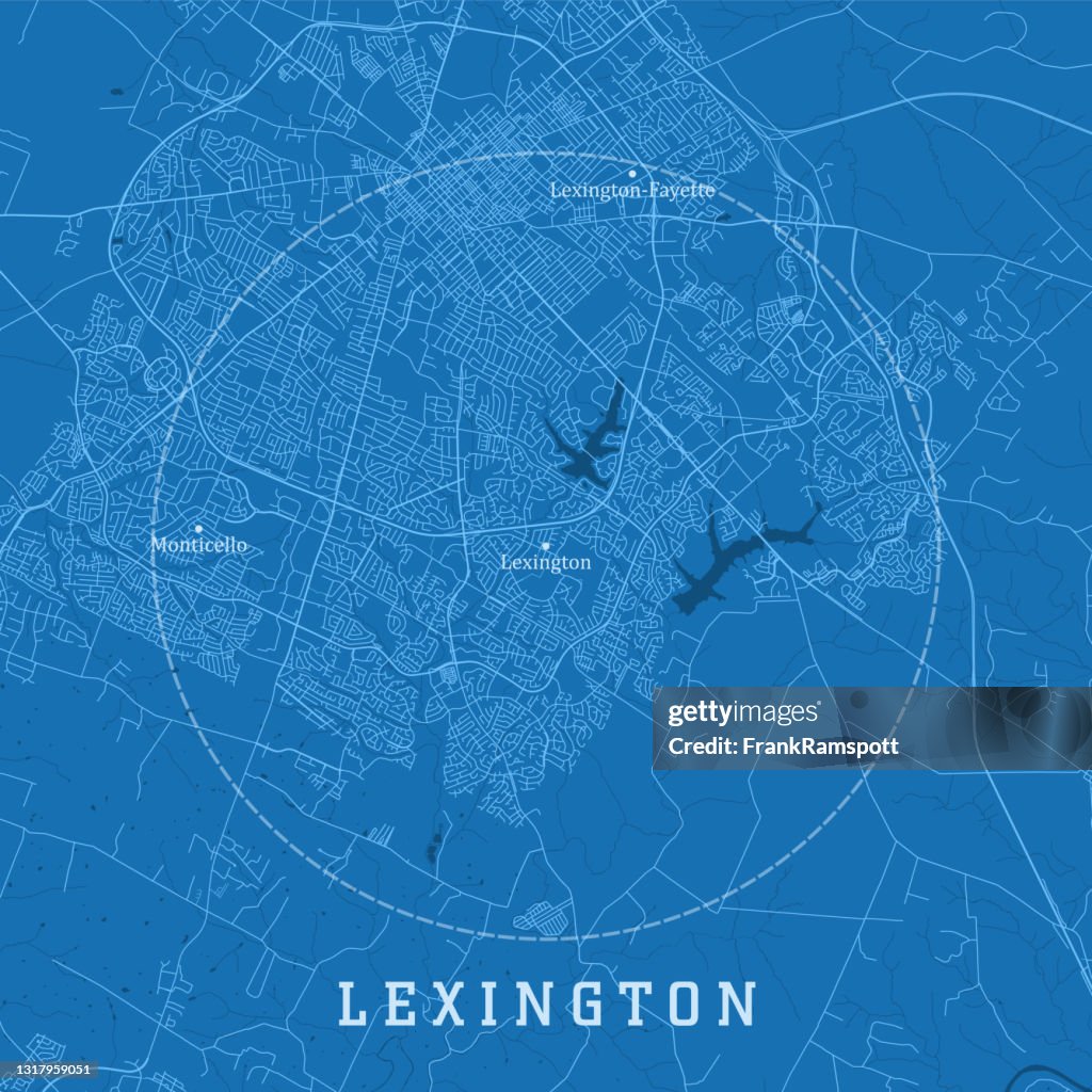 Lexington KY City Vektor Vägkarta Blå Text