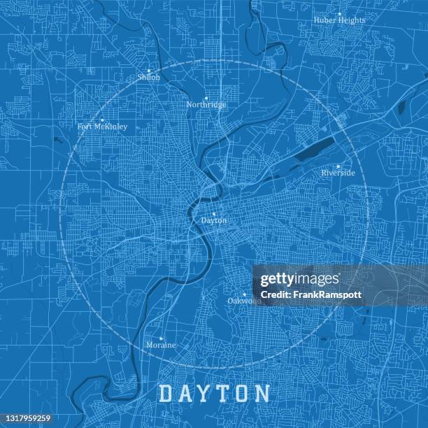 ilustrações de stock, clip art, desenhos animados e ícones de dayton oh city vector road map blue text - dayton