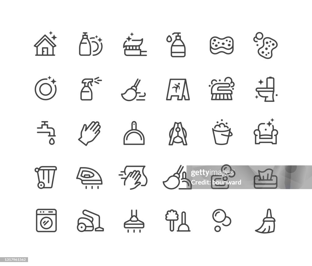 Reinigungsliniensymbole Bearbeitbarer Strich