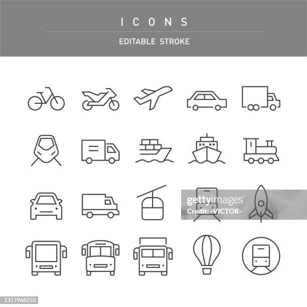 transport icons - line series - overhead cable car stock illustrations