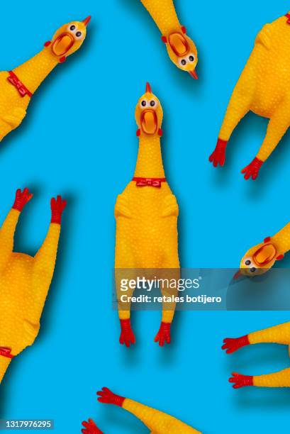 funny rubber chickens - rubber foto e immagini stock