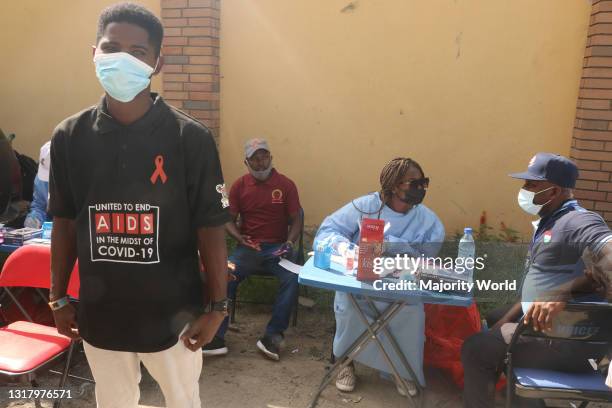 Health worker gives a medical advice on HIV/AIDS test to a Lagos state civil servant on International Workers Day. International Workers Day is...