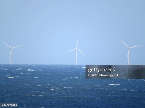 The Block Island wind farm, from Montauk Point, on Long Islamd, New York on April 16, 2021.