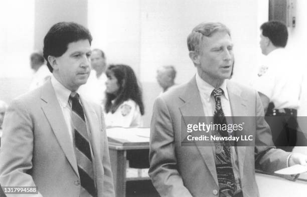 Robert Sale , attorney for accused serial killer Joel Rifkin, and Nassau County Assistant District Attorney Fred Klein , appear at Nassau County...