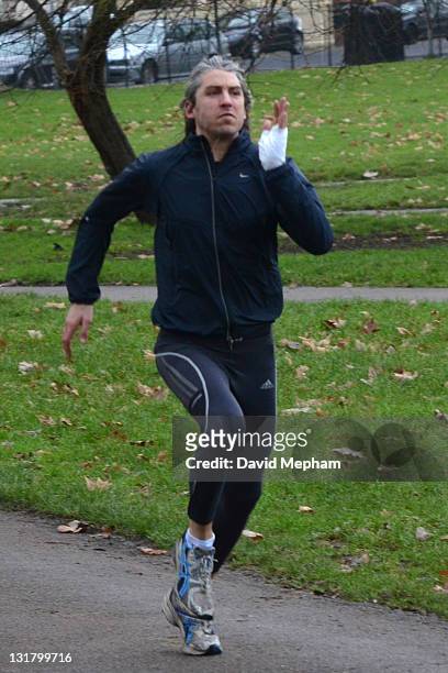 George Lamb works out in Primrose Hill on January 25, 2011 in London, England.