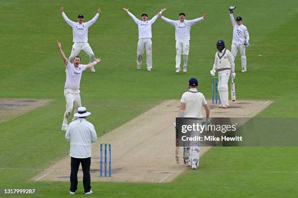 Ollie Robinson of Sussex and his team mates appeal unsuccessfully for lbw against Daniel Bell-Drummond of KentDay 2 of the LV= Insurance County...