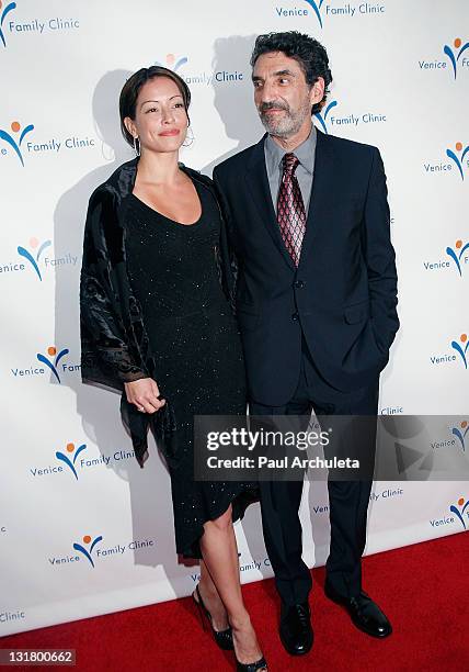 Actress Emmanuelle Vaugier and Writer / Producer Chuck Lorre arrive at the Venice Family Clinic's 2011 Silver Circle Gala at the Beverly Wilshire...