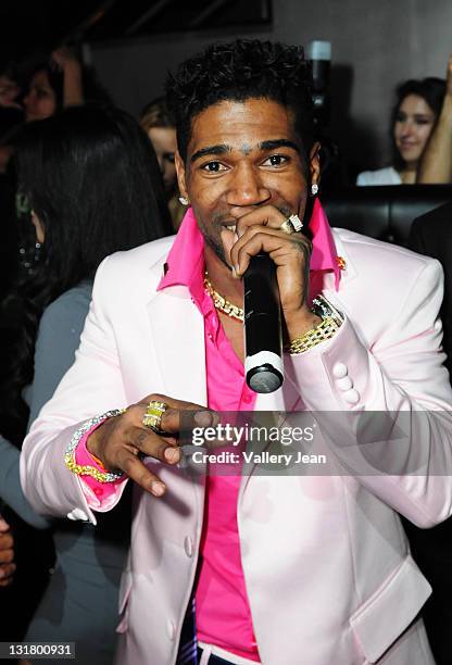 Omega performs at rapper Pitbulls' 30th birthday celebration at Club Play on January 15, 2011 in Miami Beach, Florida.