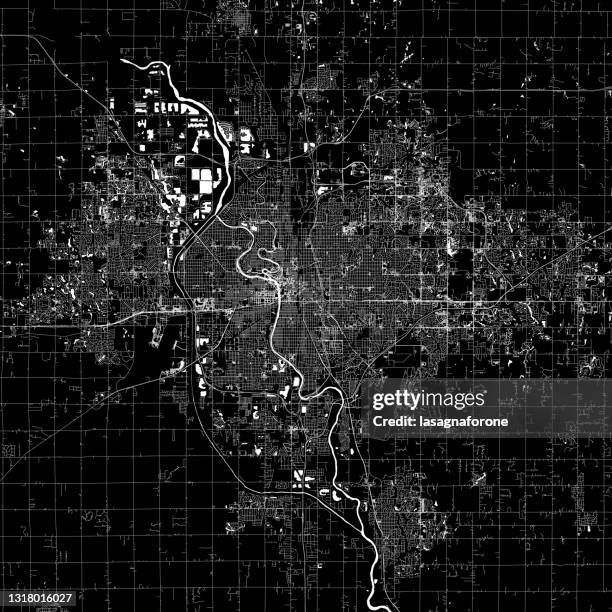 wichita, kansas usa vector map - sedgwick county zoo stock illustrations