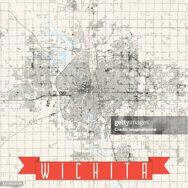 ilustrações, clipart, desenhos animados e ícones de wichita, kansas usa vector map - wichita