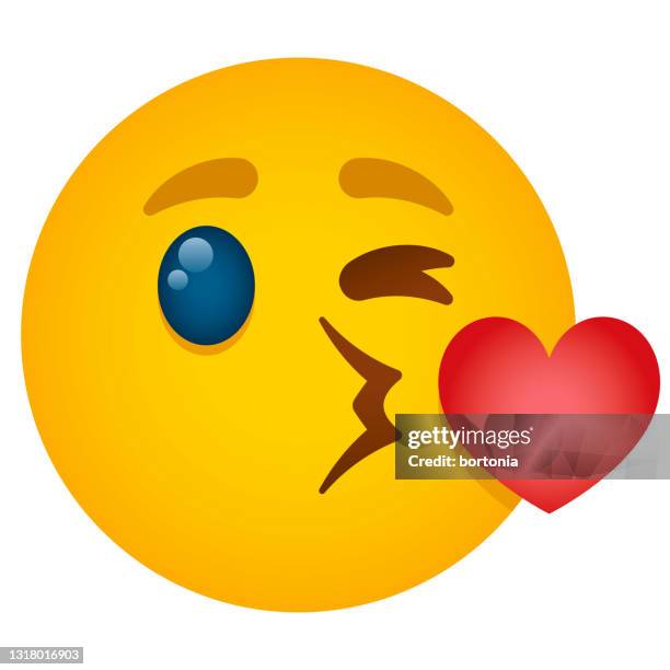 blowing a kiss emoji icon - blowing a kiss stock illustrations