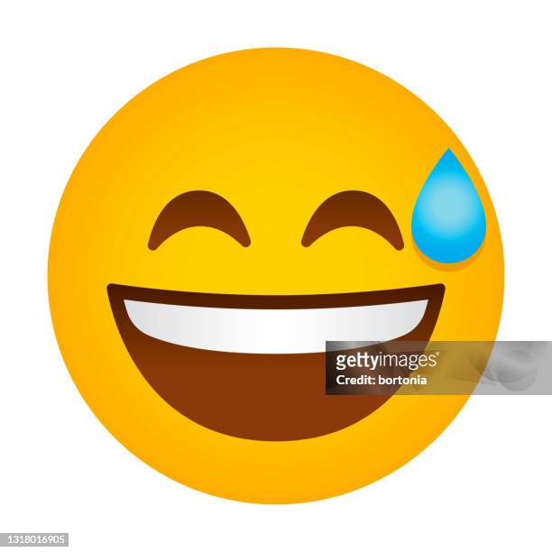 cold sweat emoji icon - emoji stock illustrations