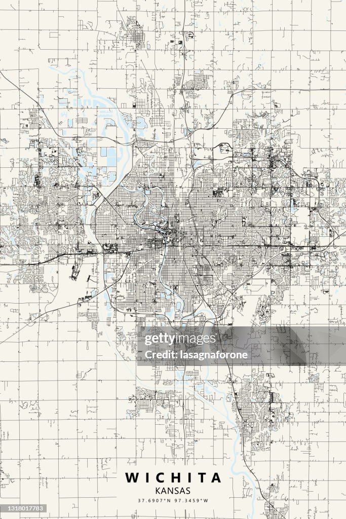 Poster Style Wichita, Kansas USA Vector Map