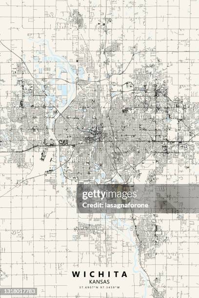 poster style wichita, kansas usa vector map - wichita mountains stock illustrations