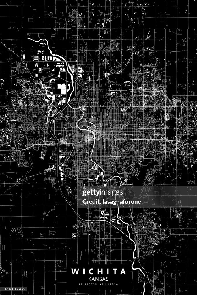 Poster Style Wichita, Kansas USA Vector Map