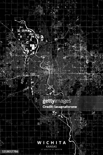poster style wichita, kansas usa vector map - wichita mountains stock illustrations