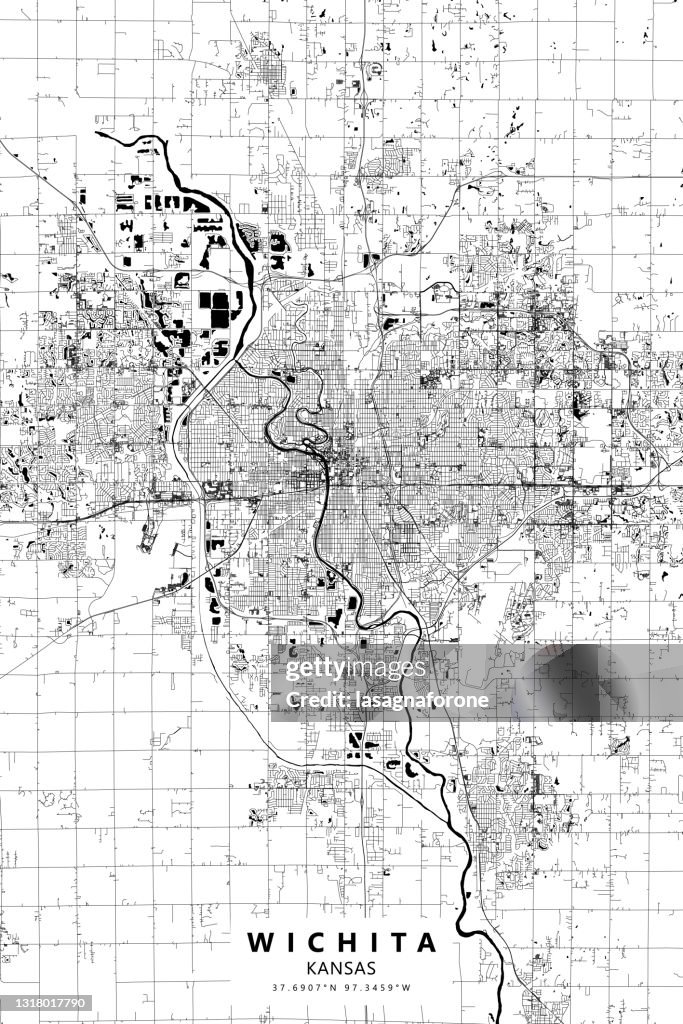 Poster Style Wichita, Kansas USA Vector Map