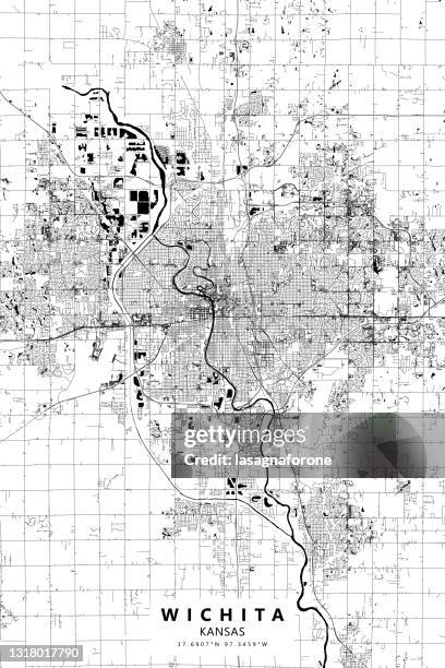 poster style wichita, kansas usa vector map - wichita mountains stock illustrations
