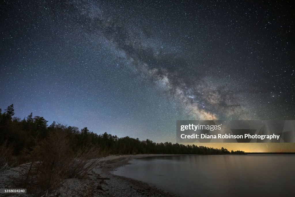The Milky Way over Lake Michigan at the Headlands International Dark Sky Park near Mackinaw City, Michigan
