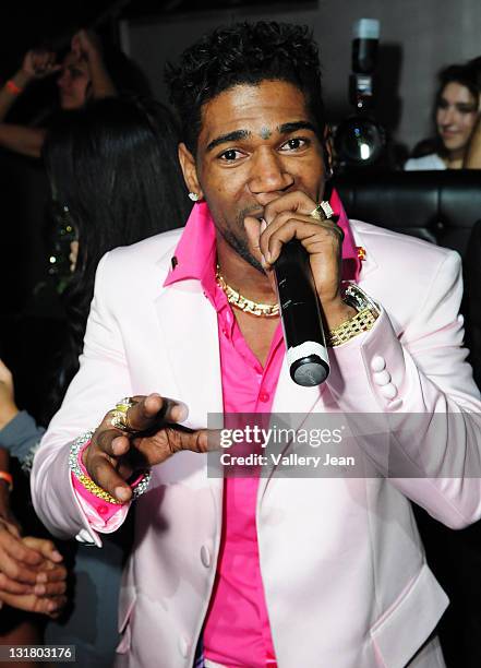 Omega performs at rapper Pitbulls' 30th birthday celebration at Club Play on January 15, 2011 in Miami Beach, Florida.