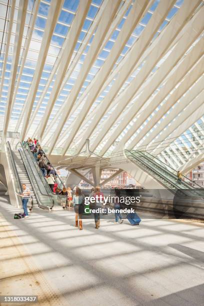belgium liege guillemins railway station travelers - liege stock pictures, royalty-free photos & images