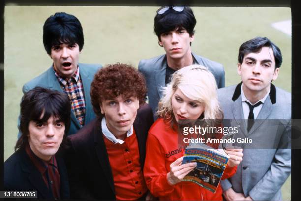 Blondie photographed at the Sunset Marquis in West Hollywood, CA. April 24, 1978. L-r: Nigel Harrison, Frank Infante, Clem Burke, Debbie Harry, Chris...
