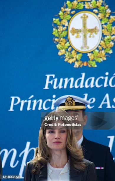 Princess Letizia of Spain visits the village of Llastres on October 23, 2010 in Oviedo, Spain.