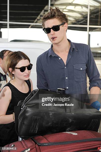 Max Irons and Emily Browning are seen arriving Nice airport on May 11, 2011 in Nice, France.