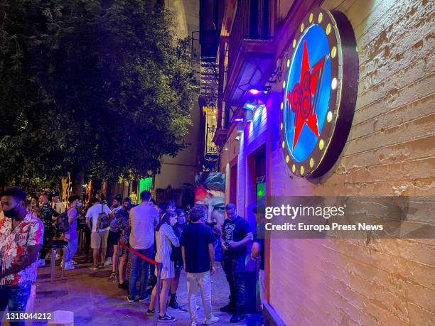 Queues at a nightclub in the Alameda de Hercules, the only place that can be open until 2 am May 15, 2021 in Seville, Andalusia.