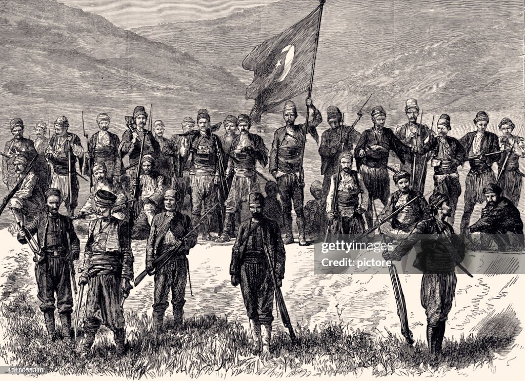 1877 : WITH THE TURKS BEFORE PLEVNA-WAITING FOR THE ATTACK -XXXL with lots of details-