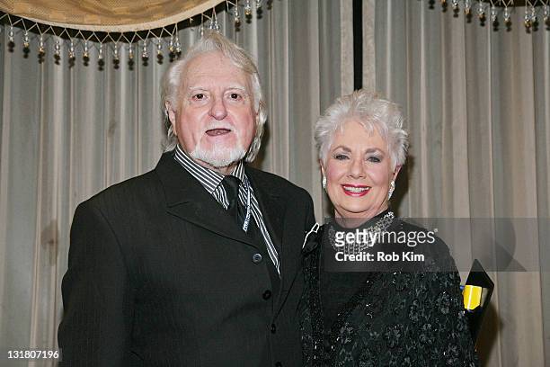 Shirley Jones and her husband Marty Ingels pose backstage after her opening-night performance at Feinsteins at Loews Regency Ballroom on March 15,...