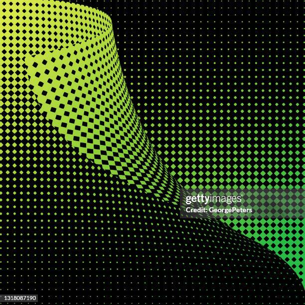 curled up halftone dot pattern background - 3d illustration rendering of binary code pattern stock illustrations