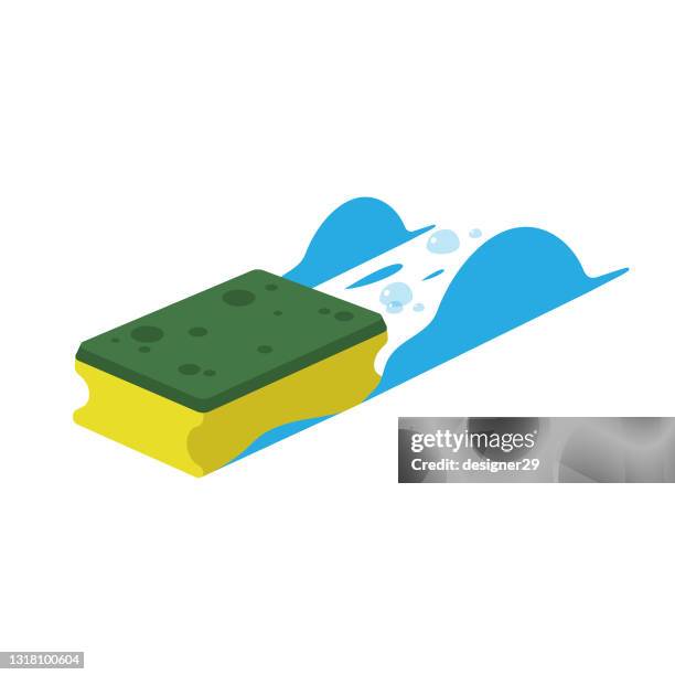 sponge icon. cleaning concept flat design on white background. - cleaning sponge stock illustrations