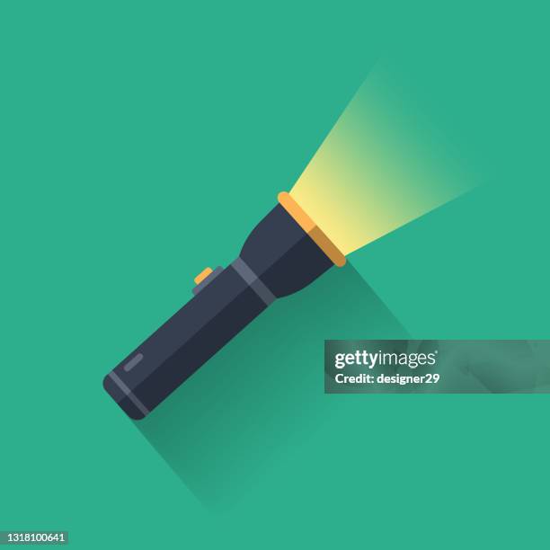 flashlight icon flat design. - flashlight stock illustrations