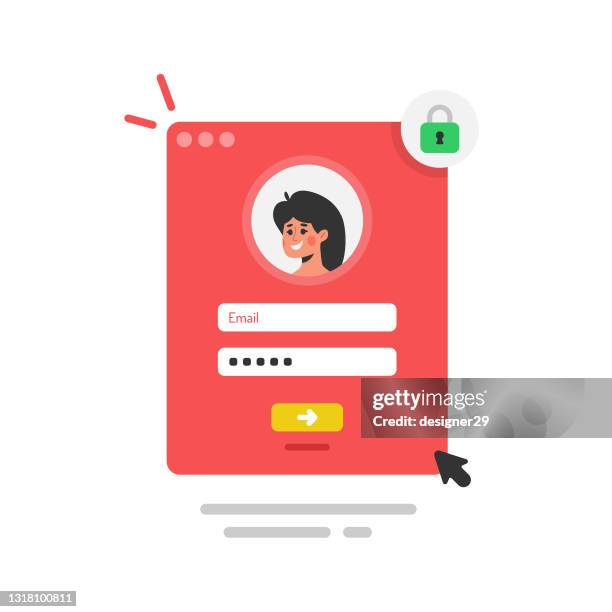 ilustraciones, imágenes clip art, dibujos animados e iconos de stock de icono de pantalla de inicio de sesión en fondo blanco. - iniciar sesión