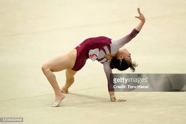 Asuka Teramoto competes on the Floor on day one of the Artistic Gymnastics NHK Trophy at the Big Hat on May 15, 2021 in Nagano, Japan.