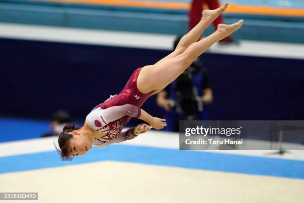 Asuka Teramoto competes on the Floor on day one of the Artistic Gymnastics NHK Trophy at the Big Hat on May 15, 2021 in Nagano, Japan.