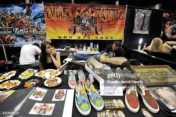 General view of the atmosphere inside the 4th Annual MUSINK Tattoo Convention & Music Festival at OC Fair and Event Center on March 6, 2011 in Costa...