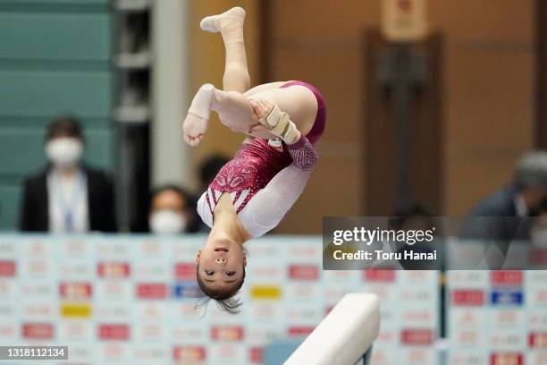 Asuka Teramoto competes on the Beam on day one of the Artistic Gymnastics NHK Trophy at the Big Hat on May 15, 2021 in Nagano, Japan.