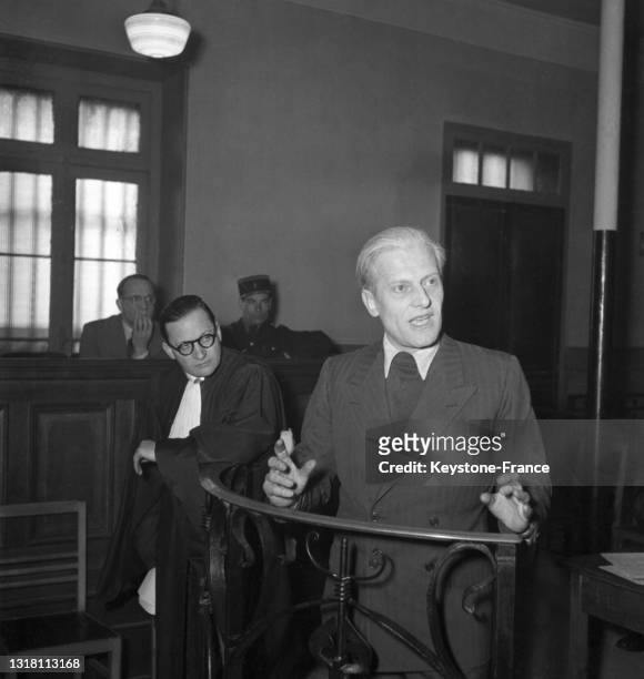 Otto Abetz à la barre des accusés lors du procès de Karl Epting pour le détournement d'oeuvres d'art pendant l'occupation, le 28 février 1949, à...