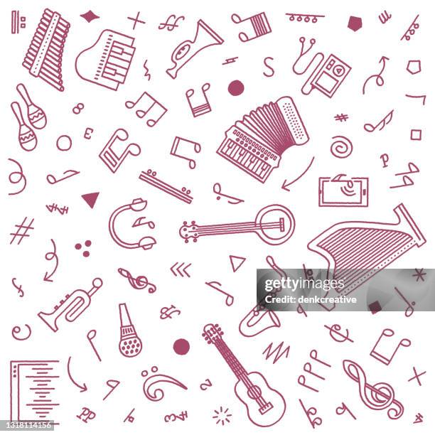 music festival doodle pattern illustration - recording studio microphone cartoon stock illustrations