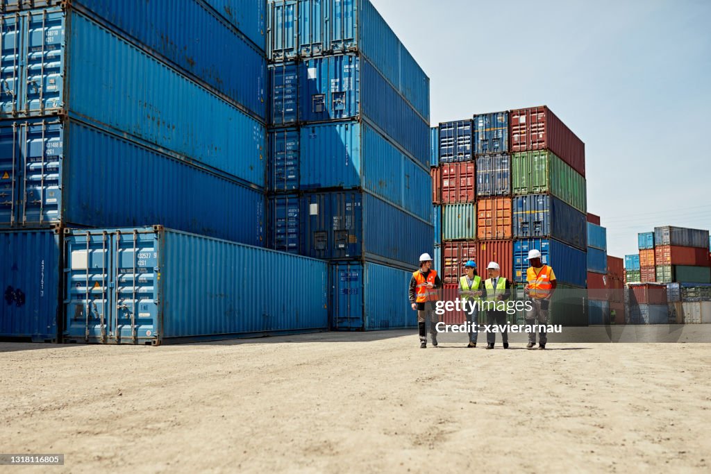 Logistics Team Walking Together in Inland Port